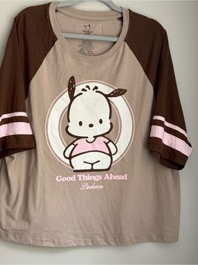 Hello Kitty Beige, Brown & Pink Graphic Raglan Tee